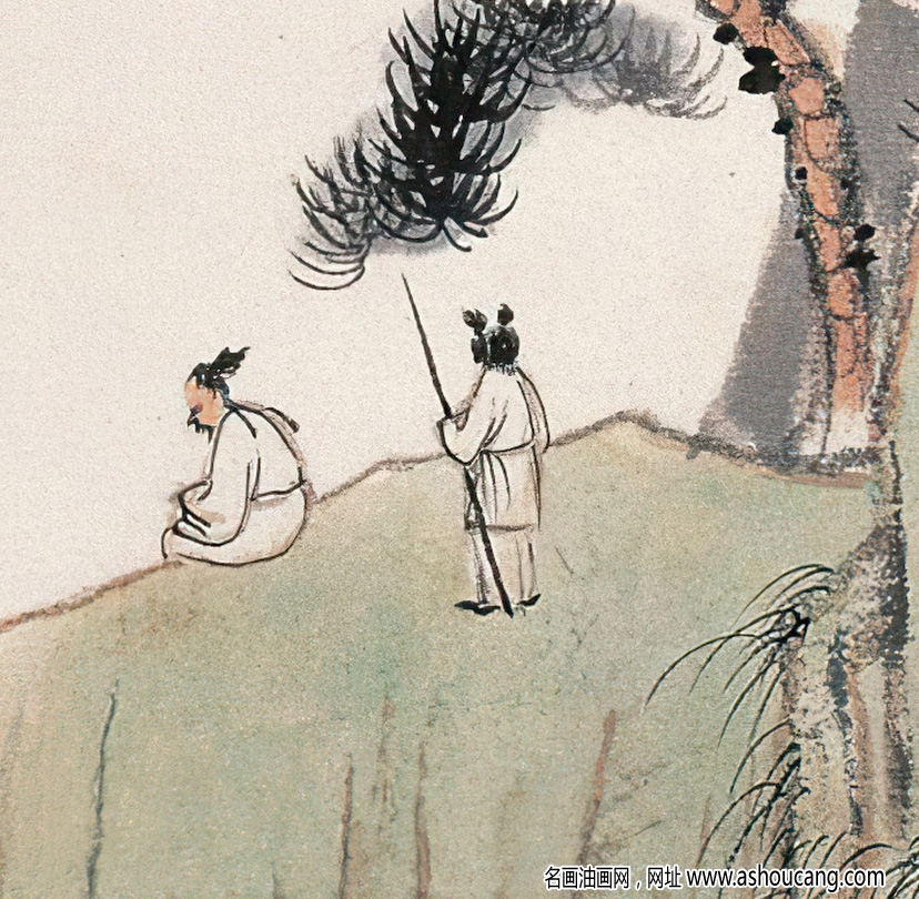 張大千作品_松崖高士_誰共浮沉天地間_高清大圖下載