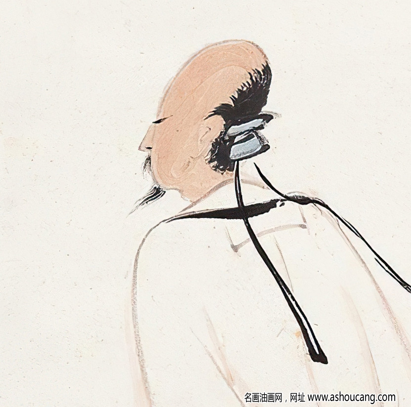 張大千作品_松下高士圖_龍翻海島_任我筆掃_高清大圖下載