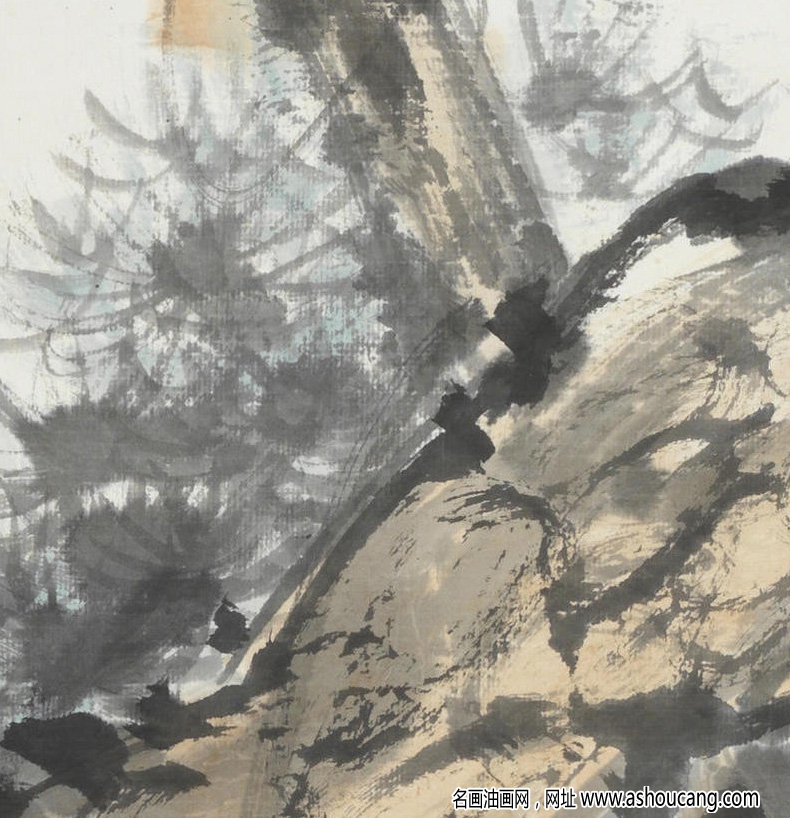 張大千作品_松樹圖_龍翻海島_任吾筆掃_(dá)高清大圖下載