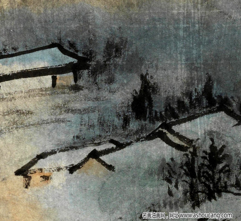 張大千作品_人家在仙掌_云氣欲生衣_已未年作_高清下載