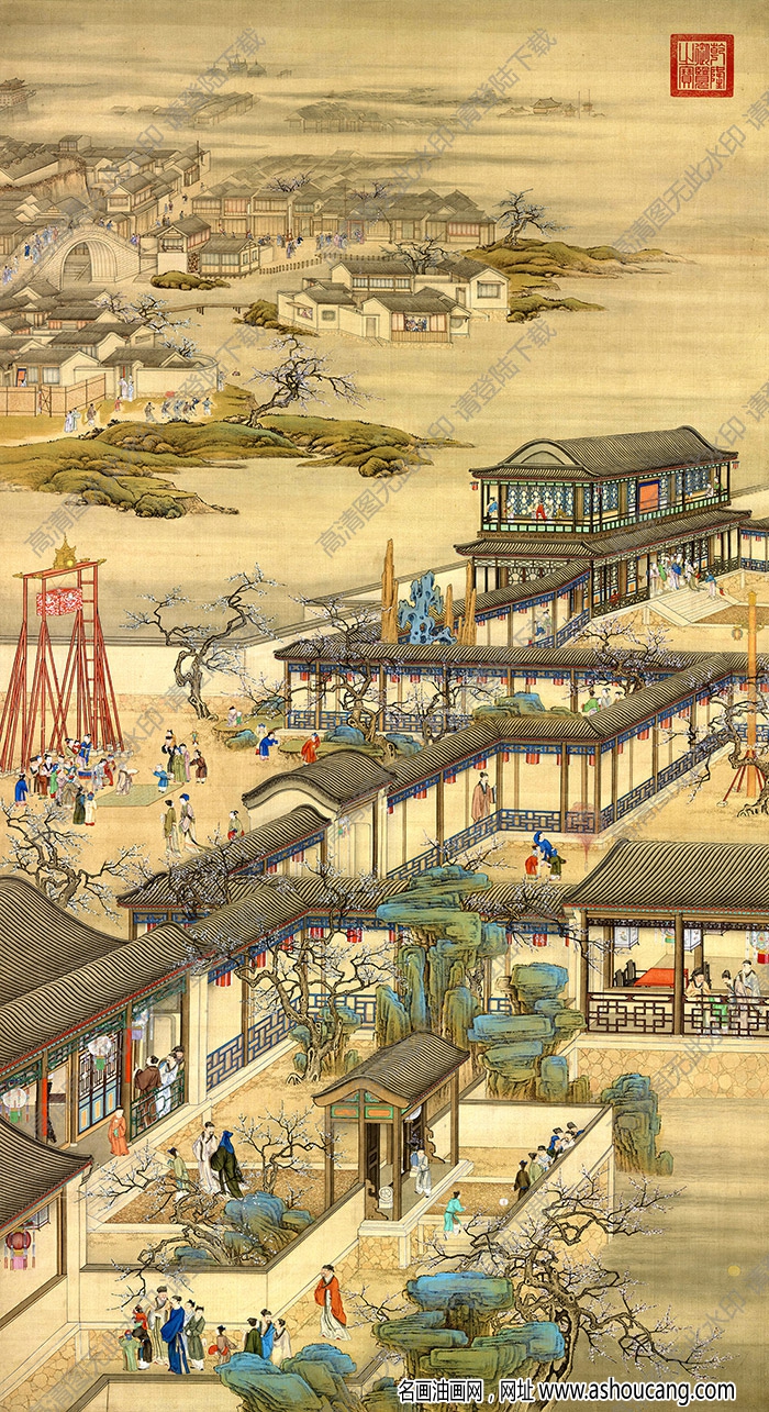 清畫院 十二月月令圖01一月 高清大圖下載