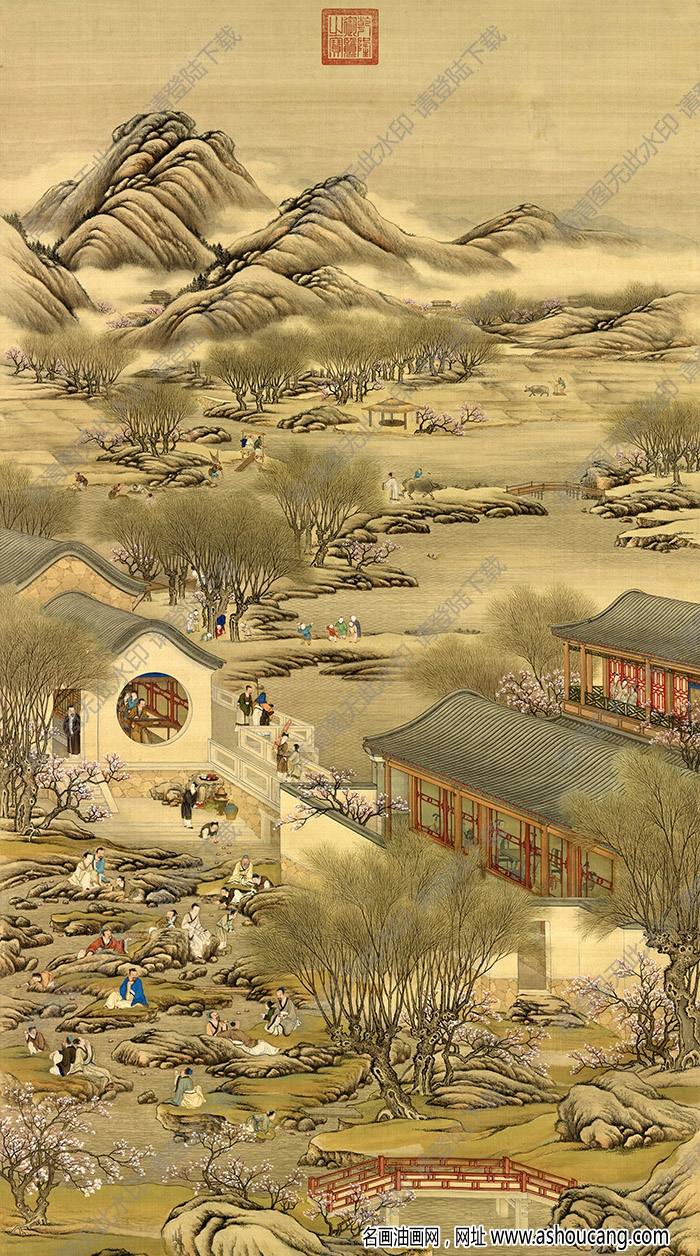 清畫院 十二月月令圖03三月 高清大圖下載