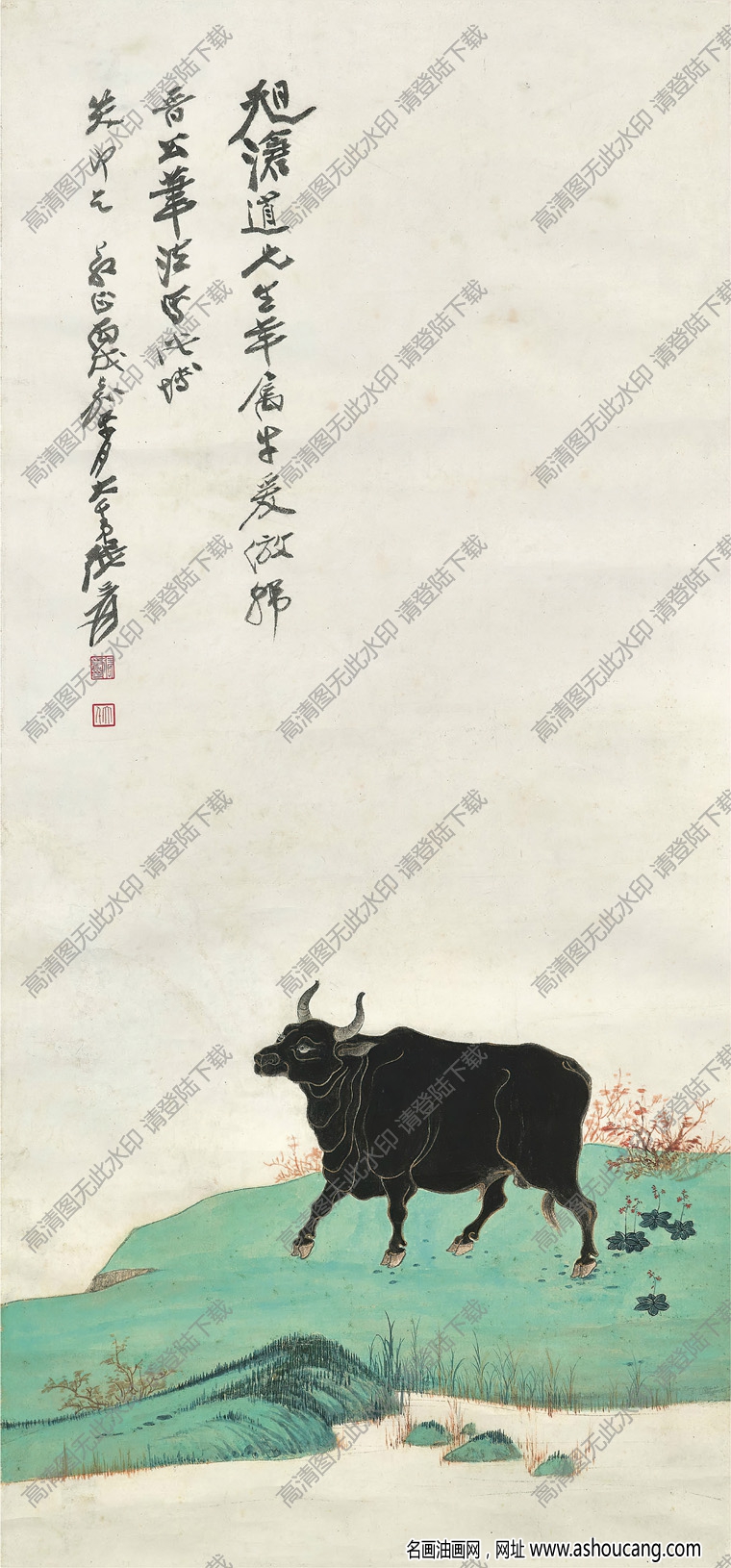 張大千國畫22 牛 高清圖片下載