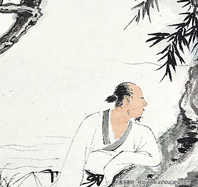 張大千國畫_枯樹高士圖_丁丑春日寫_高清圖片下載