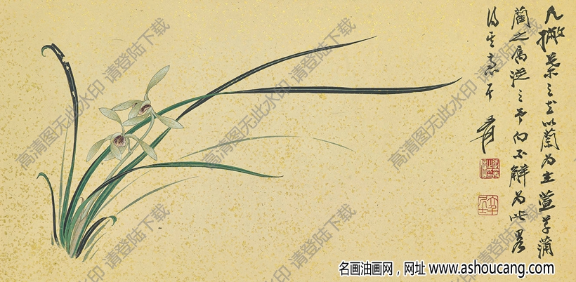 張大千作品_寫意蘭花_高清下載